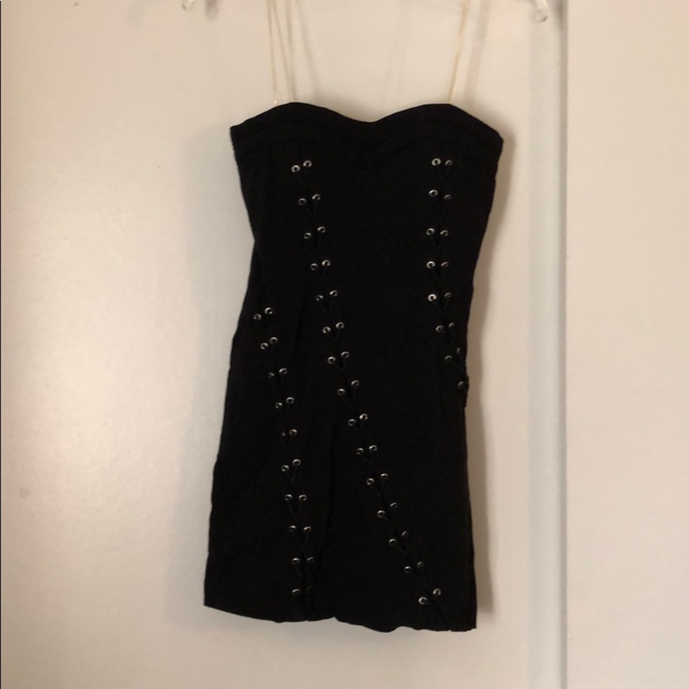 Black strapless dress
